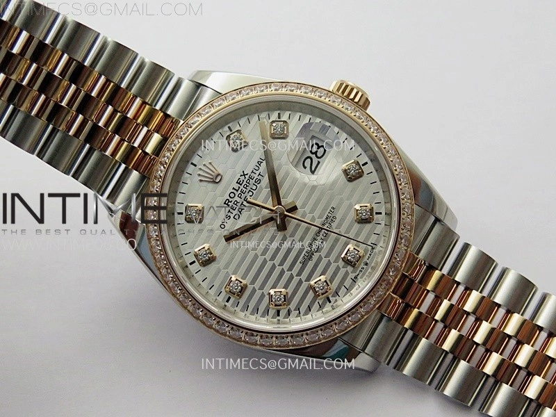 DateJust 36 126281 904L SS RG VSF 1:1 Best Edition Silver Fluted Dial Diamonds Markers on Jubilee Bracelet VS3235