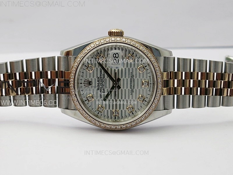 DateJust 36 126281 904L SS RG VSF 1:1 Best Edition Silver Fluted Dial Diamonds Markers on Jubilee Bracelet VS3235