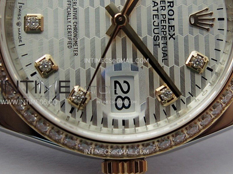 DateJust 36 126281 904L SS RG VSF 1:1 Best Edition Silver Fluted Dial Diamonds Markers on Jubilee Bracelet VS3235