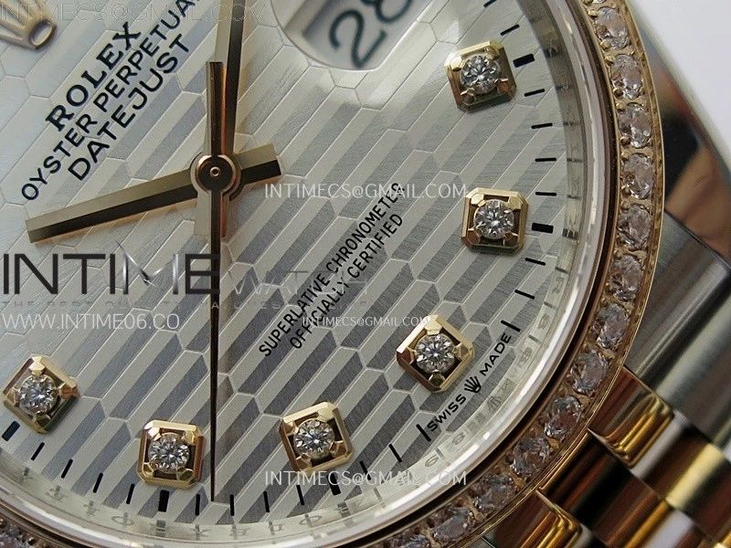 DateJust 36 126281 904L SS RG VSF 1:1 Best Edition Silver Fluted Dial Diamonds Markers on Jubilee Bracelet VS3235