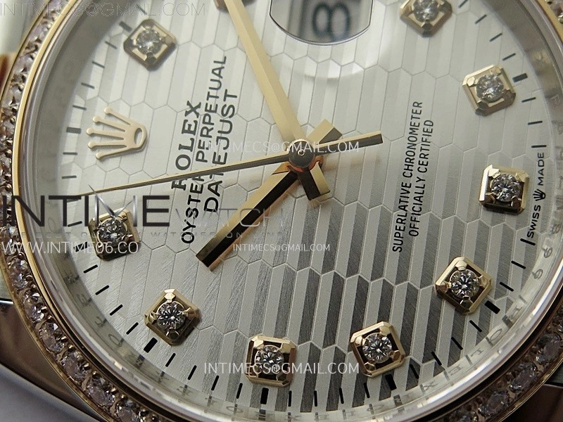 DateJust 36 126281 904L SS RG VSF 1:1 Best Edition Silver Fluted Dial Diamonds Markers on Jubilee Bracelet VS3235
