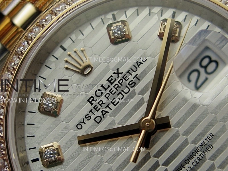 DateJust 36 126281 904L SS RG VSF 1:1 Best Edition Silver Fluted Dial Diamonds Markers on Jubilee Bracelet VS3235