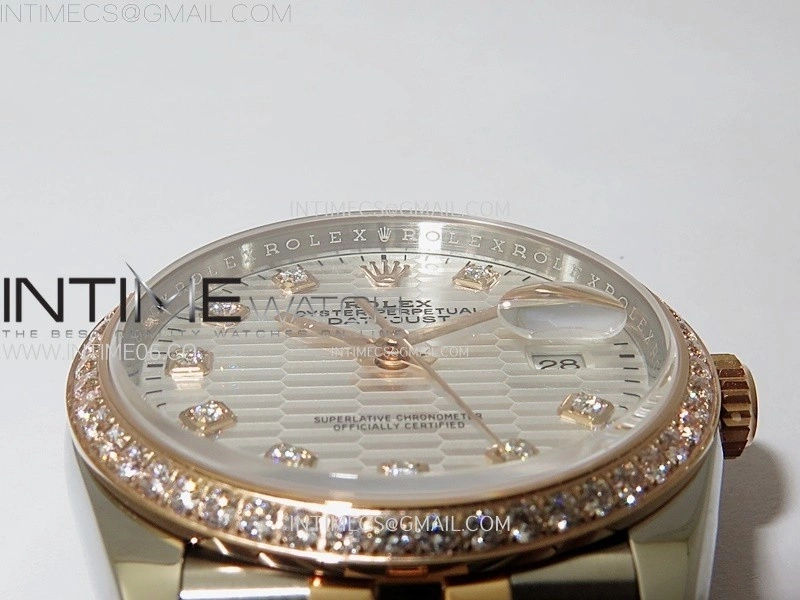 DateJust 36 126281 904L SS RG VSF 1:1 Best Edition Silver Fluted Dial Diamonds Markers on Jubilee Bracelet VS3235
