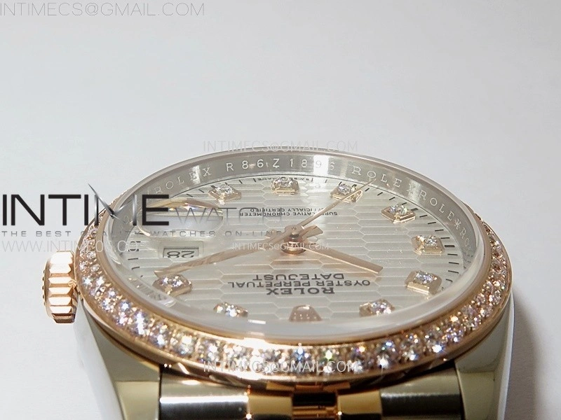 DateJust 36 126281 904L SS RG VSF 1:1 Best Edition Silver Fluted Dial Diamonds Markers on Jubilee Bracelet VS3235
