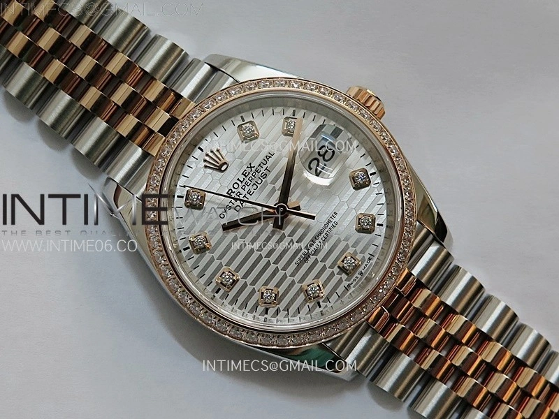 DateJust 36 126281 904L SS RG VSF 1:1 Best Edition Silver Fluted Dial Diamonds Markers on Jubilee Bracelet VS3235