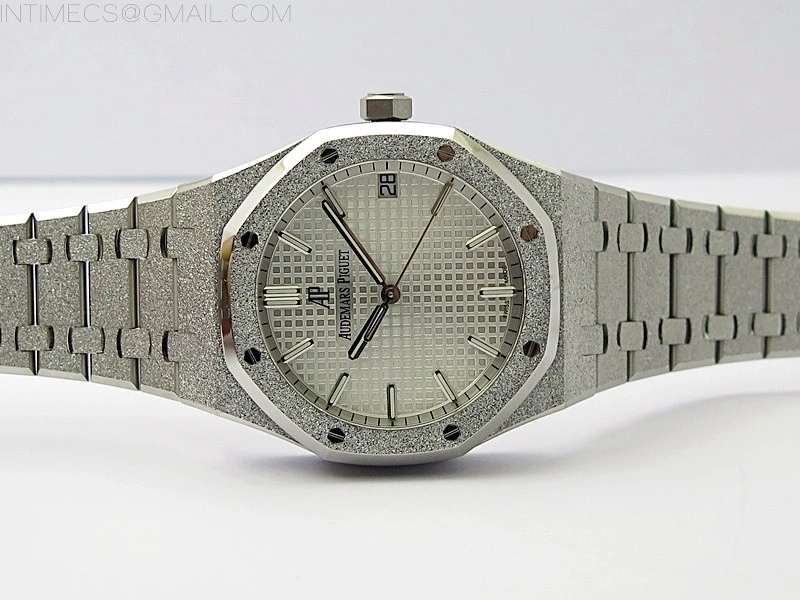 Royal Oak 41mm 15500 Frosted SS APSF 1:1 Best Edition Silver Textured Dial on Frosted SS Bracelet SA4302 Super Clone