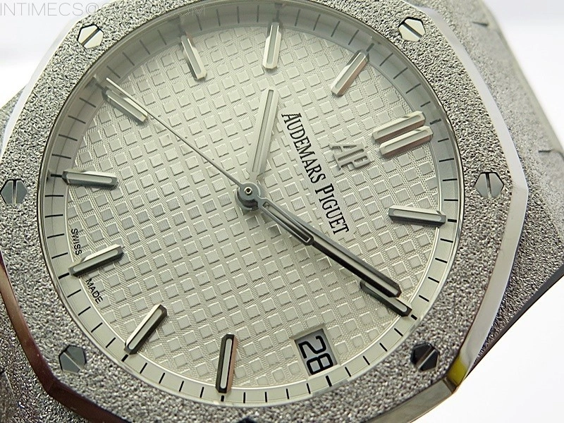 Royal Oak 41mm 15500 Frosted SS APSF 1:1 Best Edition Silver Textured Dial on Frosted SS Bracelet SA4302 Super Clone