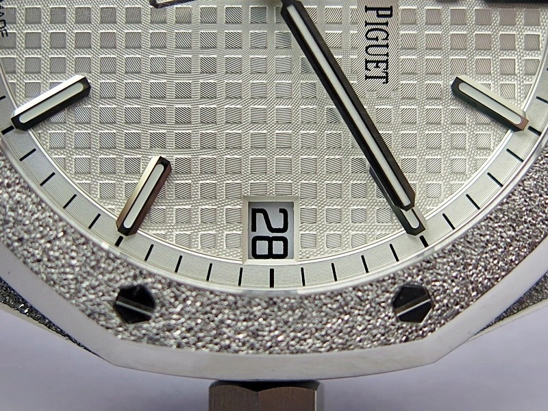 Royal Oak 41mm 15500 Frosted SS APSF 1:1 Best Edition Silver Textured Dial on Frosted SS Bracelet SA4302 Super Clone
