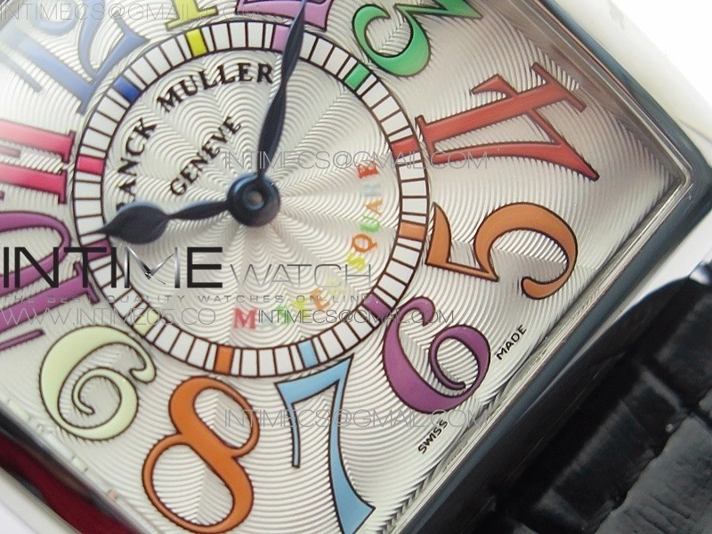 Master Square SS Ladies ZF 1:1 Best Edition White Colorful Arabic Dial on Black Leather Strap Ronda Quartz