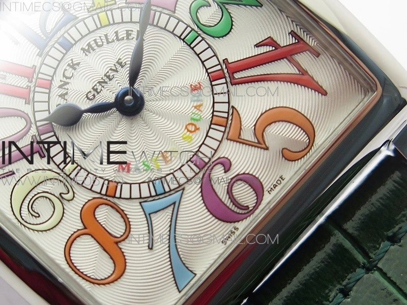 Master Square SS Ladies ZF 1:1 Best Edition White Colorful Arabic Dial on Green Leather Strap Ronda Quartz