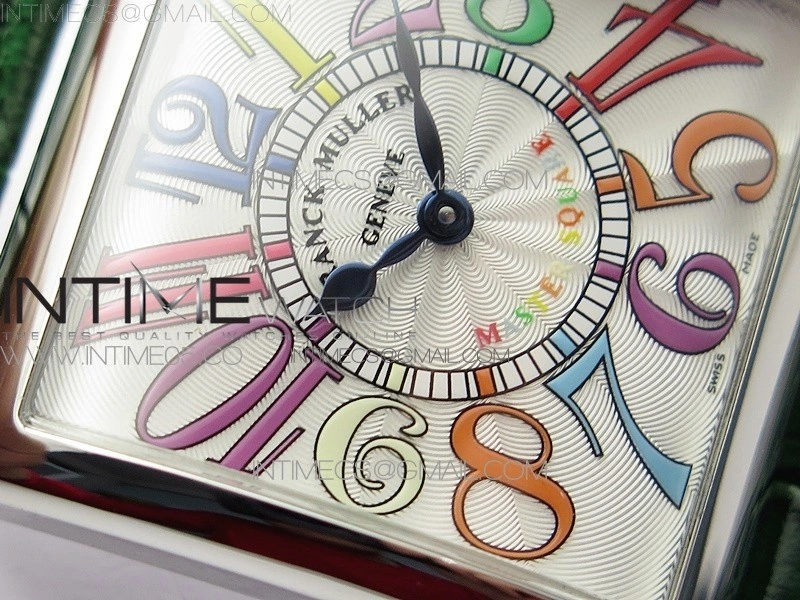 Master Square SS Ladies ZF 1:1 Best Edition White Colorful Arabic Dial on Green Leather Strap Ronda Quartz