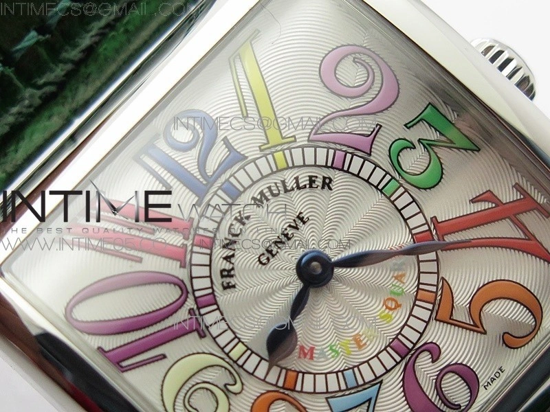Master Square SS Ladies ZF 1:1 Best Edition White Colorful Arabic Dial on Green Leather Strap Ronda Quartz