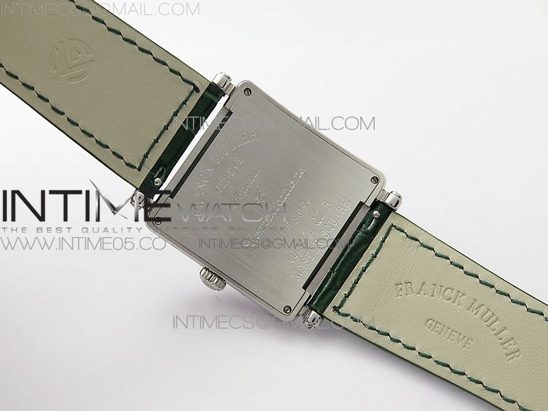 Master Square SS Ladies ZF 1:1 Best Edition White Colorful Arabic Dial on Green Leather Strap Ronda Quartz