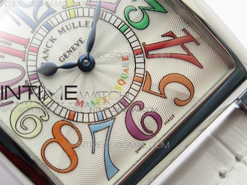 Master Square SS Ladies ZF 1:1 Best Edition White Colorful Arabic Dial on White Leather Strap Ronda Quartz