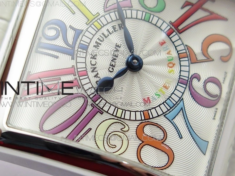 Master Square SS Ladies ZF 1:1 Best Edition White Colorful Arabic Dial on White Leather Strap Ronda Quartz