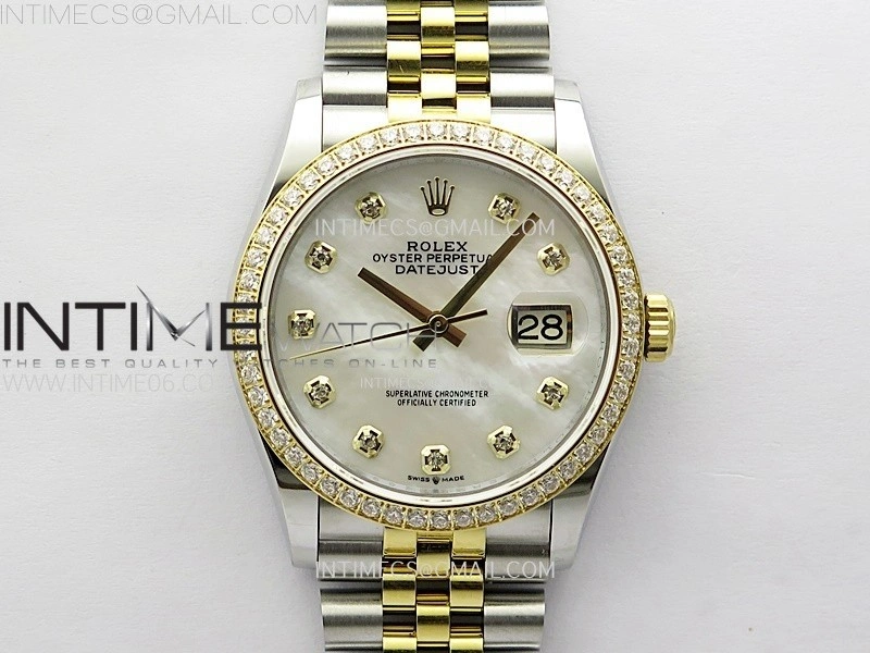 DateJust 36MM 126283 SS YG APSF 1:1 Best Edition White MOP Dial Diamond Markers on SS YG Jubilee Bracelet SA3235