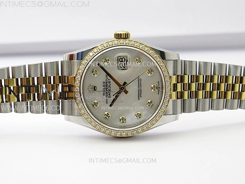 DateJust 36MM 126283 SS YG APSF 1:1 Best Edition White MOP Dial Diamond Markers on SS YG Jubilee Bracelet SA3235