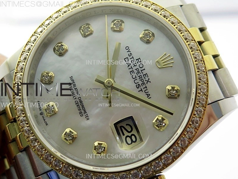 DateJust 36MM 126283 SS YG APSF 1:1 Best Edition White MOP Dial Diamond Markers on SS YG Jubilee Bracelet SA3235