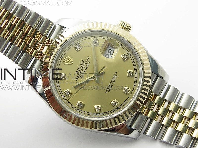 DateJust 41 126333 Wrapped SS YG 3EF 1:1 Best Edition YG Dial Crystal Markers on Wrapped SS YG Jubilee Bracelet A3235