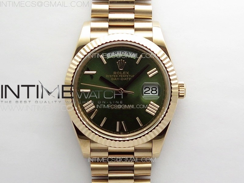 DayDate 40mm 228235 GMF 1:1 Gain Weight RG Tungsten Green Dial Roman Markers on President Bracelet A3255