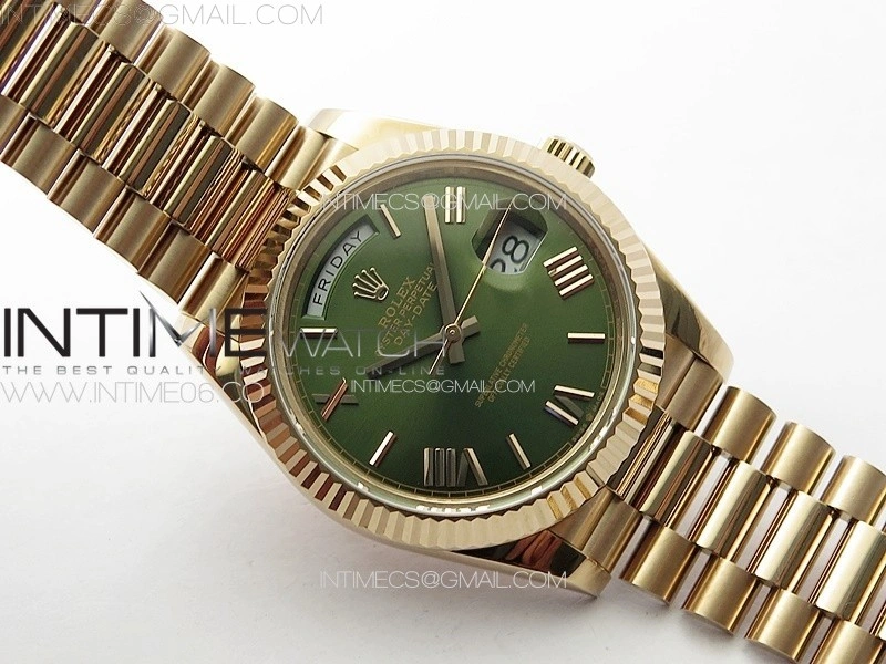 DayDate 40mm 228235 GMF 1:1 Gain Weight RG Tungsten Green Dial Roman Markers on President Bracelet A3255