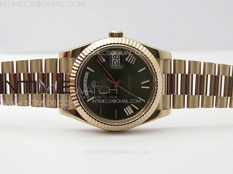 DayDate 40mm 228235 GMF 1:1 Gain Weight RG Tungsten Green Dial Roman Markers on President Bracelet A3255