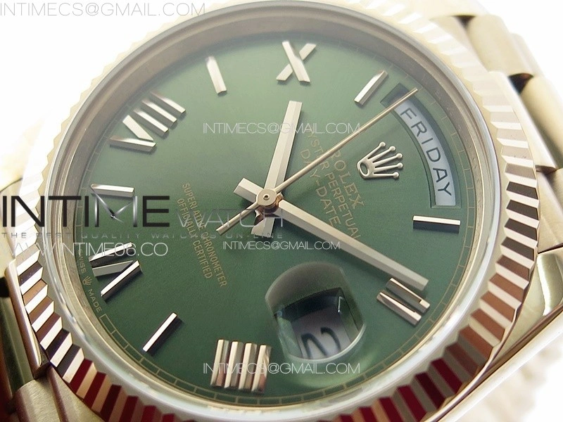 DayDate 40mm 228235 GMF 1:1 Gain Weight RG Tungsten Green Dial Roman Markers on President Bracelet A3255