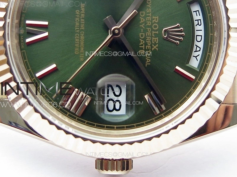DayDate 40mm 228235 GMF 1:1 Gain Weight RG Tungsten Green Dial Roman Markers on President Bracelet A3255