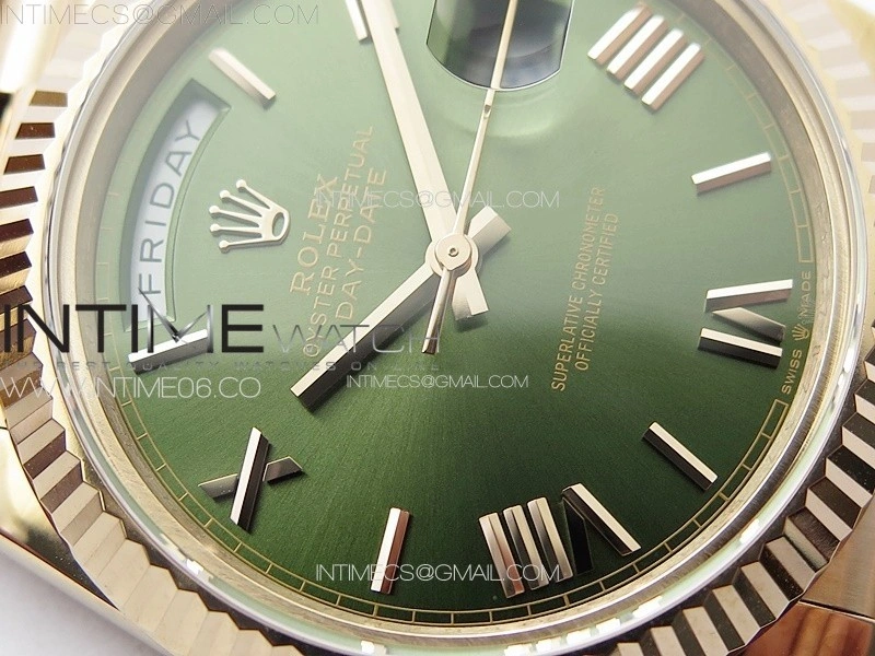 DayDate 40mm 228235 GMF 1:1 Gain Weight RG Tungsten Green Dial Roman Markers on President Bracelet A3255