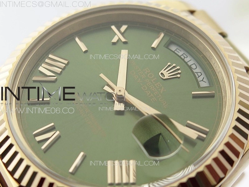DayDate 40mm 228235 GMF 1:1 Gain Weight RG Tungsten Green Dial Roman Markers on President Bracelet A3255