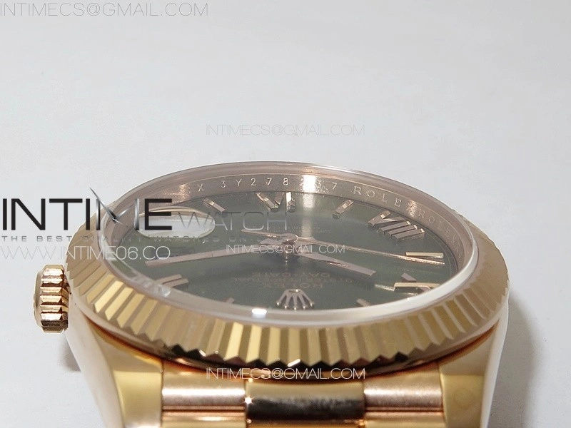 DayDate 40mm 228235 GMF 1:1 Gain Weight RG Tungsten Green Dial Roman Markers on President Bracelet A3255
