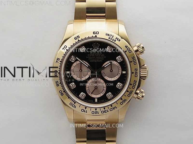 Daytona 126509 904L RG QF Best Edition Black Dial RG Subdial Diamonds Markers On 904L RG Bracelet SA4131