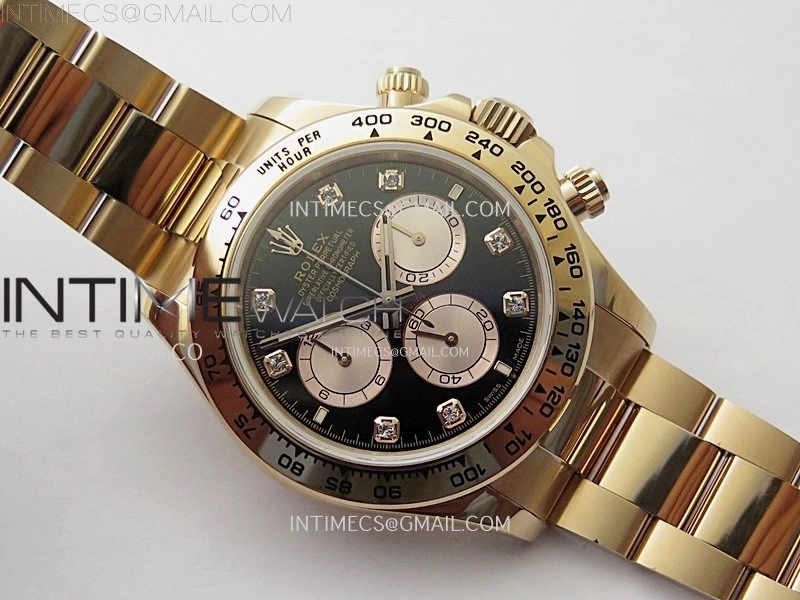 Daytona 126509 904L RG QF Best Edition Black Dial RG Subdial Diamonds Markers On 904L RG Bracelet SA4131