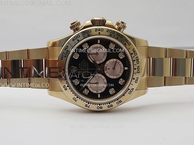 Daytona 126509 904L RG QF Best Edition Black Dial RG Subdial Diamonds Markers On 904L RG Bracelet SA4131
