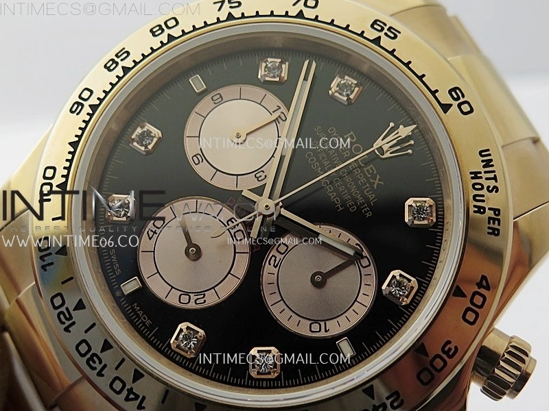 Daytona 126509 904L RG QF Best Edition Black Dial RG Subdial Diamonds Markers On 904L RG Bracelet SA4131