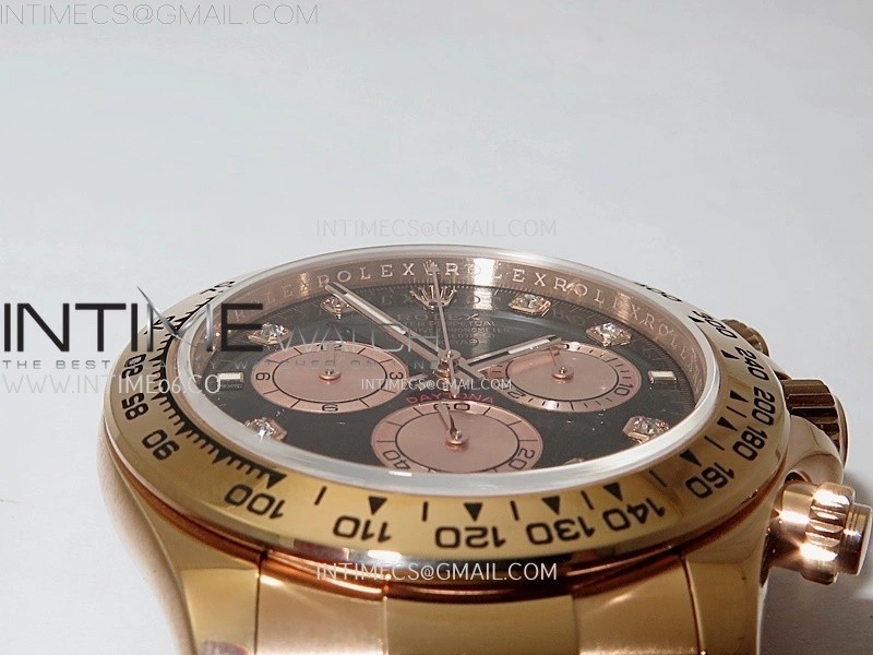 Daytona 126509 904L RG QF Best Edition Black Dial RG Subdial Diamonds Markers On 904L RG Bracelet SA4131