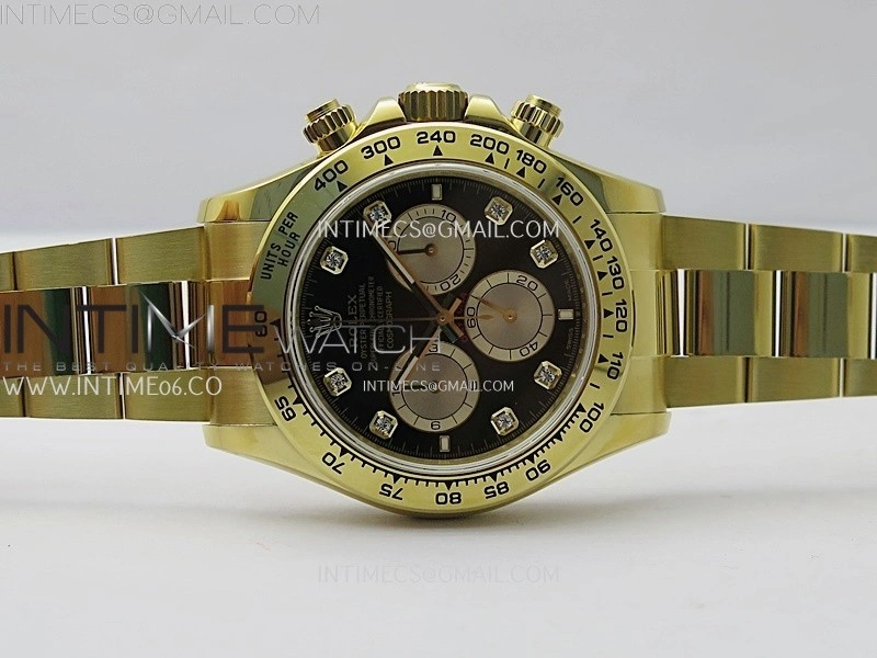 Daytona 126509 904L YG QF Best Edition Black Dial YG Subdial Diamonds Markers On 904L YG Bracelet SA4131