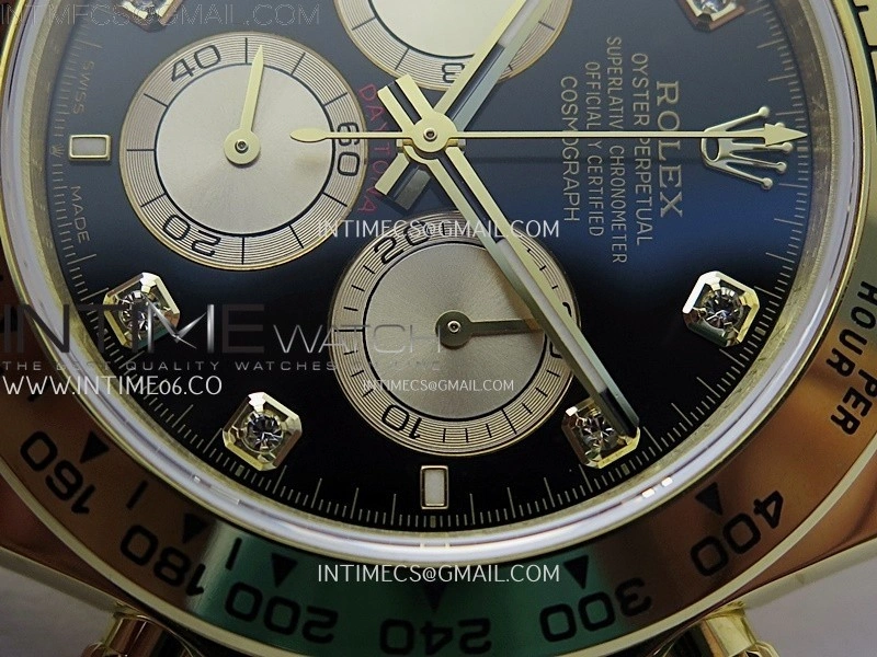 Daytona 126509 904L YG QF Best Edition Black Dial YG Subdial Diamonds Markers On 904L YG Bracelet SA4131