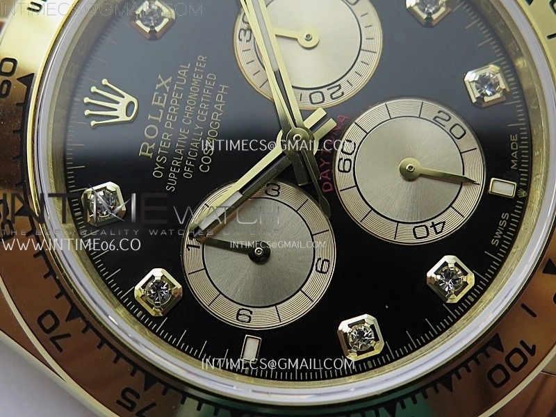 Daytona 126509 904L YG QF Best Edition Black Dial YG Subdial Diamonds Markers On 904L YG Bracelet SA4131