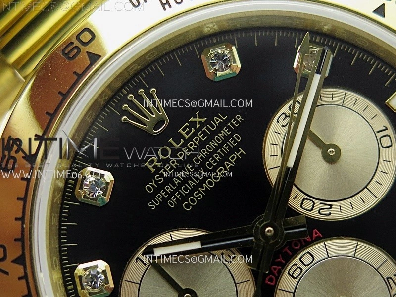 Daytona 126509 904L YG QF Best Edition Black Dial YG Subdial Diamonds Markers On 904L YG Bracelet SA4131