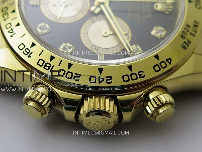 Daytona 126509 904L YG QF Best Edition Black Dial YG Subdial Diamonds Markers On 904L YG Bracelet SA4131
