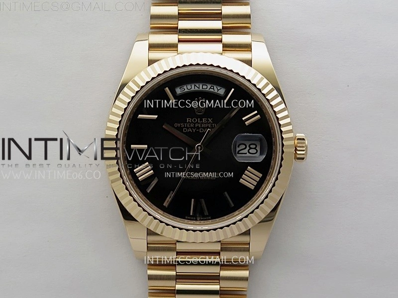 Day Date 228235 40mm 904L RG 1:1 AR+F Best Edition Black Gradient Dial Roman Markers on RG President Bracelet SA3255