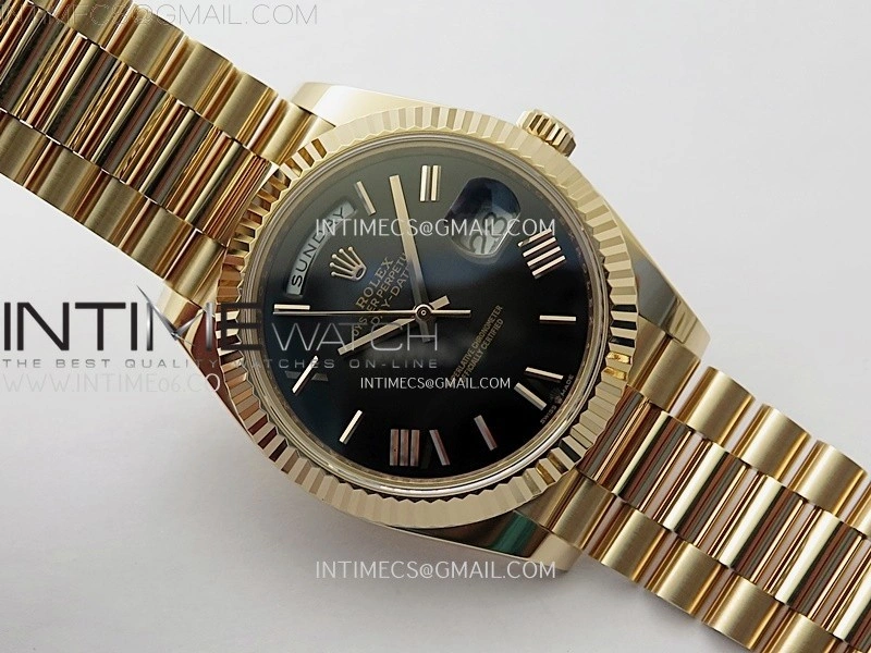Day Date 228235 40mm 904L RG 1:1 AR+F Best Edition Black Gradient Dial Roman Markers on RG President Bracelet SA3255