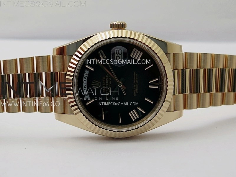 Day Date 228235 40mm 904L RG 1:1 AR+F Best Edition Black Gradient Dial Roman Markers on RG President Bracelet SA3255