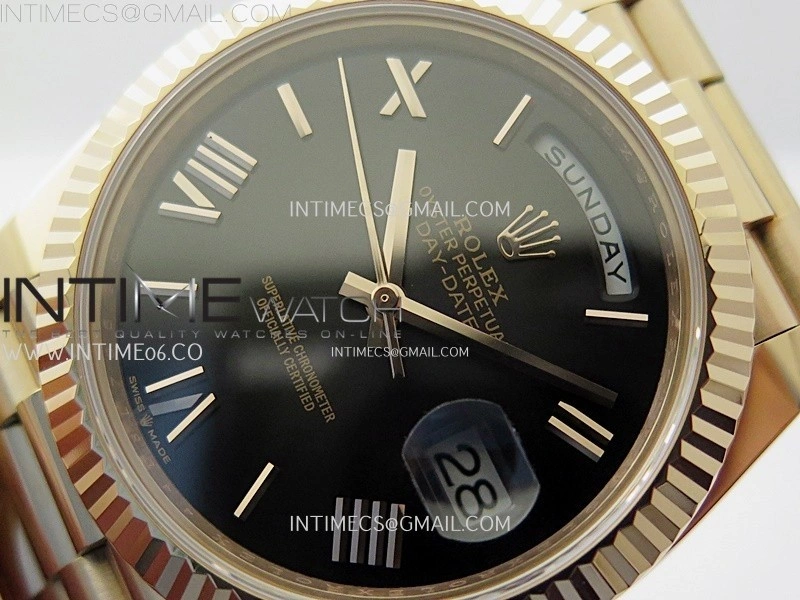 Day Date 228235 40mm 904L RG 1:1 AR+F Best Edition Black Gradient Dial Roman Markers on RG President Bracelet SA3255