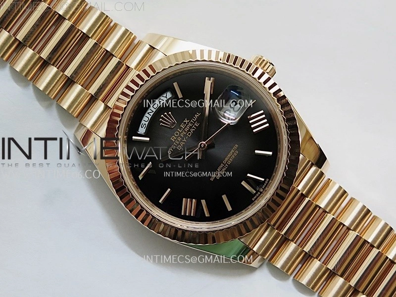 Day Date 228235 40mm 904L RG 1:1 AR+F Best Edition Black Gradient Dial Roman Markers on RG President Bracelet SA3255