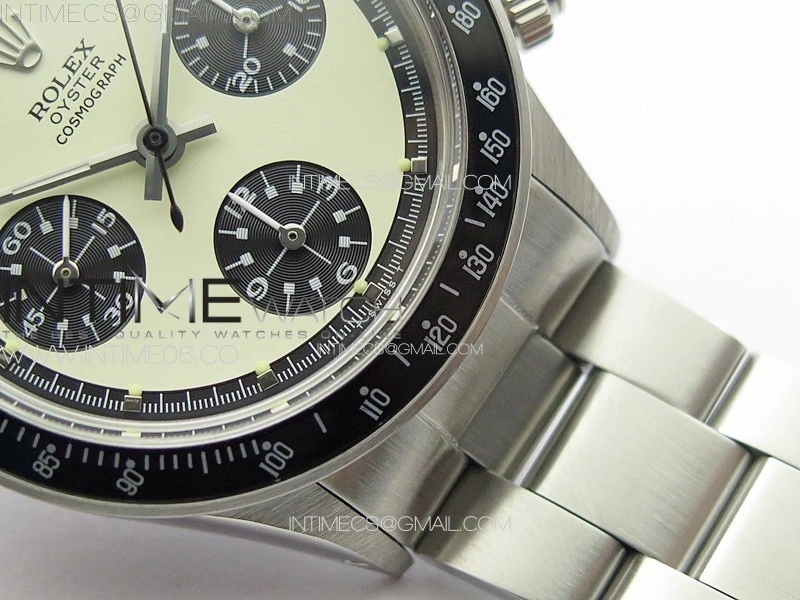 Daytona 6263 SS JKF Best Edition Cream Dial Style02 Black Tachymeter Bezel on SS Bracelet Venus 75
