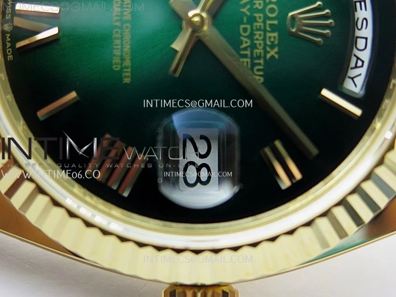 Day Date 228238 40mm 904L YG 1:1 AR+F Best Edition Green Gradient Dial Roman Markers on YG President Bracelet SA3255