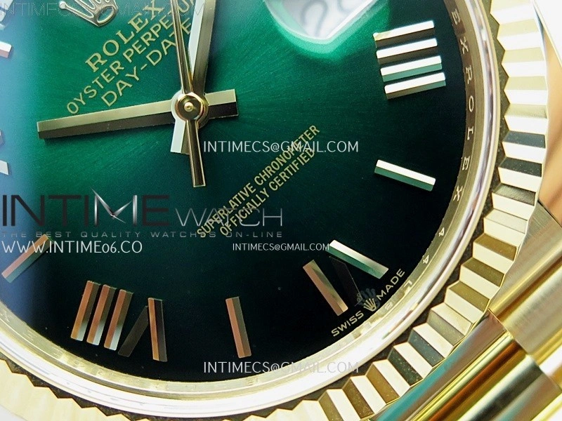 Day Date 228238 40mm 904L YG 1:1 AR+F Best Edition Green Gradient Dial Roman Markers on YG President Bracelet SA3255