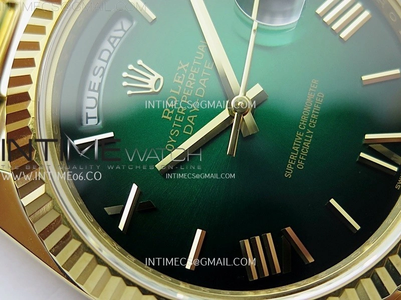 Day Date 228238 40mm 904L YG 1:1 AR+F Best Edition Green Gradient Dial Roman Markers on YG President Bracelet SA3255